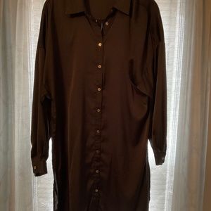 Women’s  black satin long tunic top size large Black Tape Brand